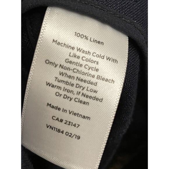 Talbots 100% Linen Wide Leg Pants Women Size 2 Navy Blue Nautical Button Classic - Picture 6 of 6